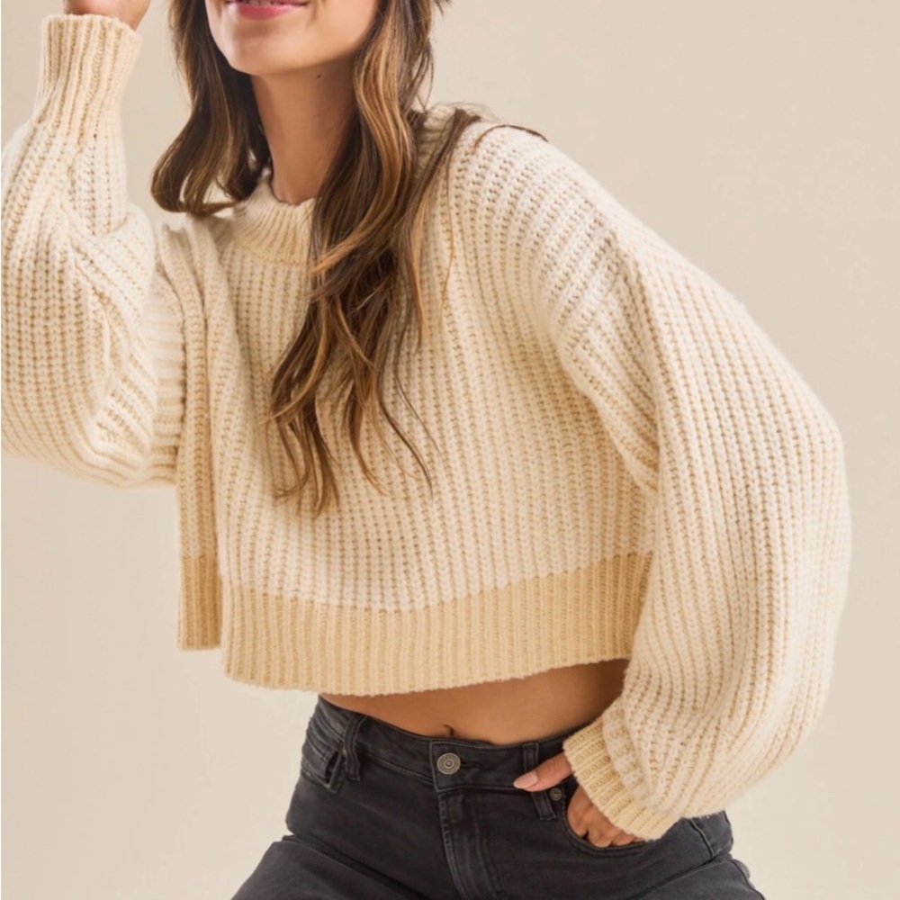 Altar'd State Cream Cropped Sweater